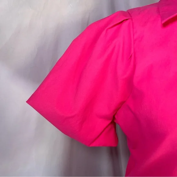 Brochu Walker Havana Puff Sleeve Tiered Mini Dress Vibrant Pink Small Preppy - Picture 5 of 8